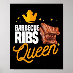 Rolig Grillad Revbensdrottning Bbq Köttsäsong Matc Poster