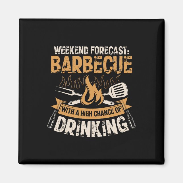 Rolig Grillkock Grilling Master Rbecue Älskare  Magnet (Framsidan)