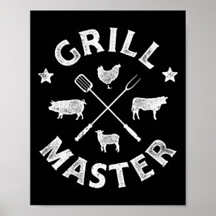 Rolig Grillmästare Griskött BBQ Barbecue Grillmast Poster