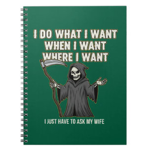 Rolig Grim Reaper "Fråga Min Fru" Make Äktenskap Anteckningsbok