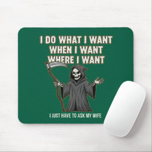 Rolig Grim Reaper "Fråga Min Fru" Make Äktenskap Musmatta