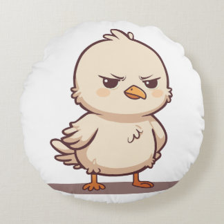 Rolig Grinig Babyfågel Kawaii Tecknad Rund Kudde