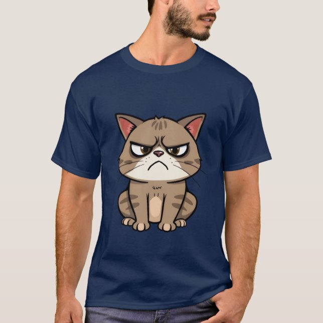 Rolig Grinig Brun Tabby Katt Sassy Blick 🐾😒 T Shirt (Framsida)