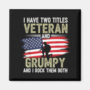 Rolig Grinig Gammal Pappa Farfar Militära Veterane Magnet