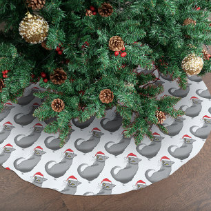 Rolig Grinig Jul Grå Katt Helg Humor Julgransmatta Borstad Polyester