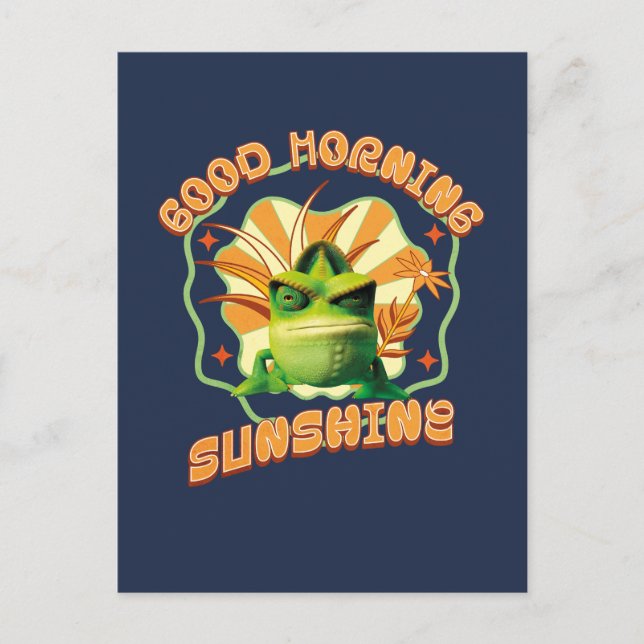 Rolig Grinig Kameleont Morgonhumor Vykort (Framsida)