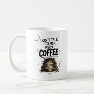 Rolig Grinig Katt Prata Inte Med Mig Innan Kaffe Kaffemugg
