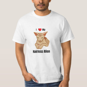Rolig Grinig Sphynx Katt Röda Hjärtan Kärlek Hårfr T Shirt