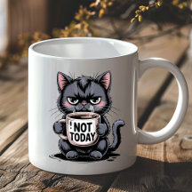 Rolig Grinig Svart Katt Älskare Inte Idag Sarksast