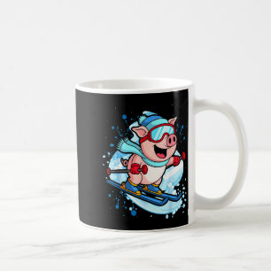 Rolig gris åker skidor design vinterlov kaffemugg