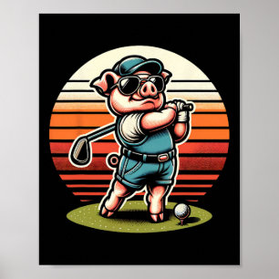 Rolig gris golfare Cool golf sportklubbor design Poster