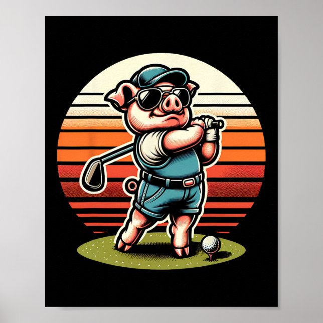 Rolig gris golfare Cool golf sportklubbor design  Poster (Framsidan)