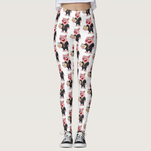 Rolig gris i affärskostym tecknad serie leggings