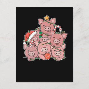 Rolig gris julgran djur jul helg vykort