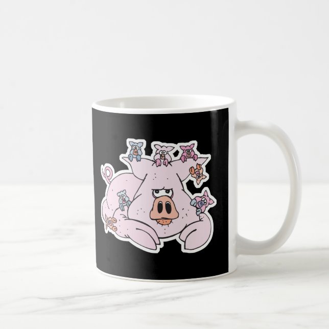rolig gris med små grisgrisar kaffemugg (Höger)