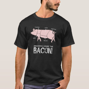 Rolig gris som hem kommer med baconen mörk design t-shirt