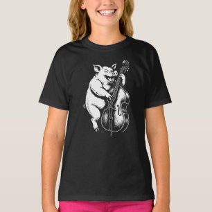 rolig gris spelar kontrabas i jazzband t shirt