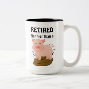 Rolig Gris Tema Pensionärshumor Gladare än en... Två-Tonad Mugg
