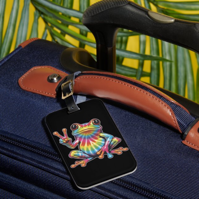 Rolig Groda Älskare Tie-Dye Groda Fredstecken Hipp Bagagebricka (Framsida Insitu 1)