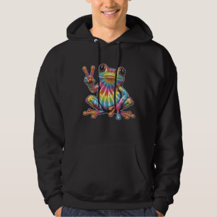 Rolig Groda Älskare Tie-Dye Groda Fredstecken Hipp Hoodie