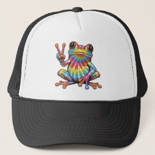 Rolig Groda Älskare Tie-Dye Groda Fredstecken Hipp Keps