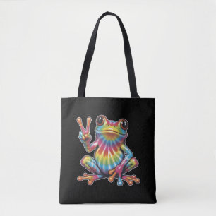Rolig Groda Älskare Tie-Dye Groda Fredstecken Hipp Tygkasse
