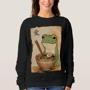 Rolig Groda Äter Ramen Japansk Kawaii Anime Vint T Shirt
