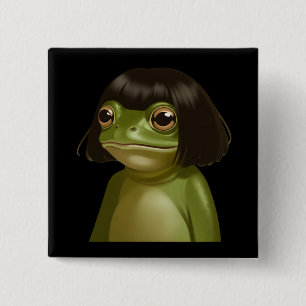 Rolig Groda Bob Frisyr Meme Grodor Djurälskare Knapp