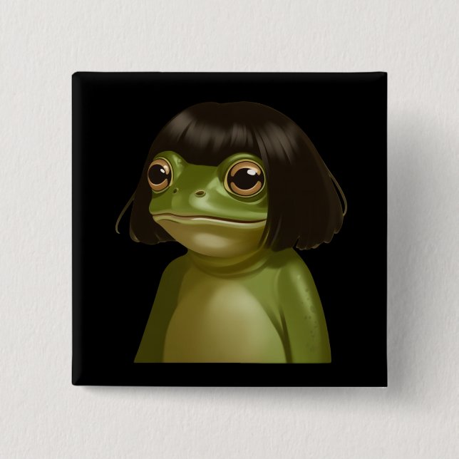 Rolig Groda Bob Frisyr Meme Grodor Djurälskare Knapp (Framsida)