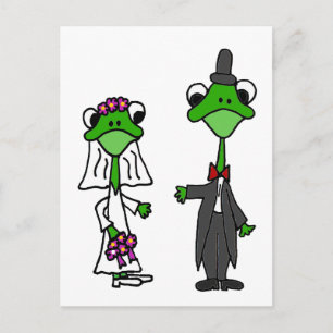 Rolig Groda Brud och Brudgum Bröllopsdesign Vykort