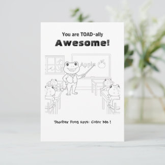 Rolig Groda Lärare "Toad-ally Awesome" Färgning Tack Kort