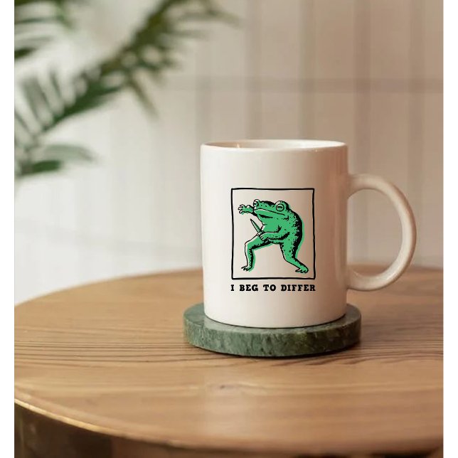 Rolig Groda med Kniv – "Jag är inte ense" Meme Kaffemugg (Skapare uppladdad)