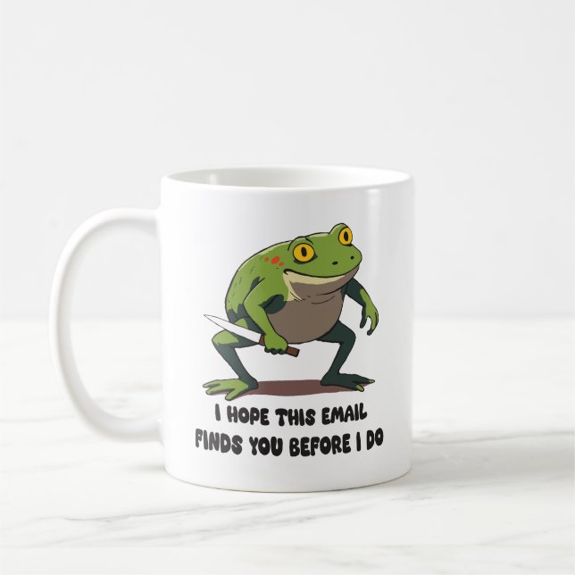 Rolig Groda Med Kniv Meme Citat Kaffemugg (Vänster)