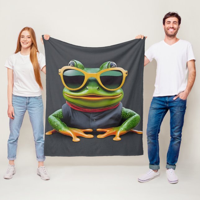 Rolig groda med solglasögon fleecefilt (På plats)