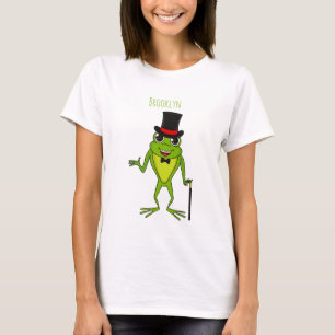 Rolig groda med topp hatt tecknad serie t shirt