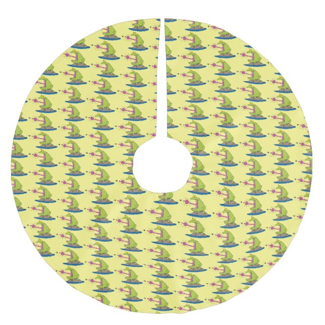 Rolig groda och flug tecknad film julgransmatta borstad polyester (Framsidan)