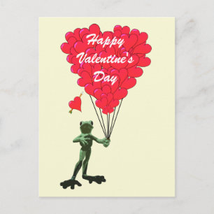 Rolig groda- och hjärtavalentines helg vykort