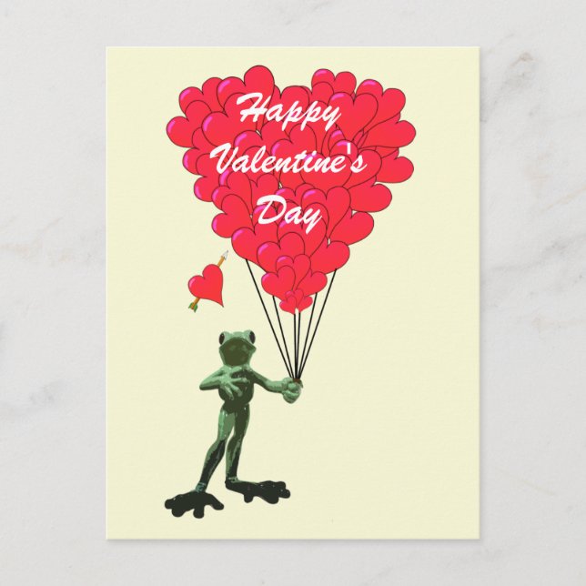 Rolig groda- och hjärtavalentines helg vykort (Framsida)