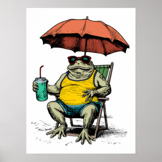 Rolig groda på stranden poster