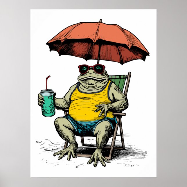 Rolig groda på stranden poster (Framsidan)