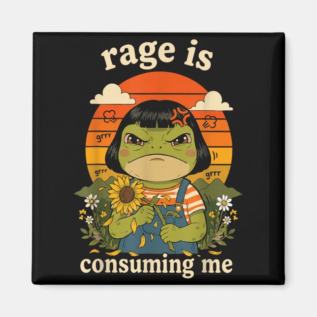Rolig Groda Raseri Konsumerar Sarkastisk Meme Magnet (Framsidan)