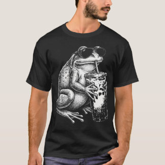 Rolig groda som dricker iskaffe djur t shirt