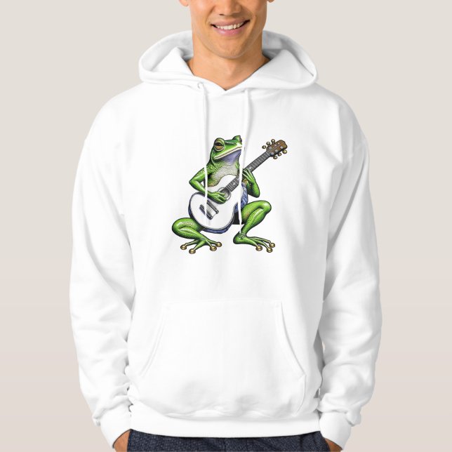 Rolig groda som spelar gitarr hoodie (Framsida)
