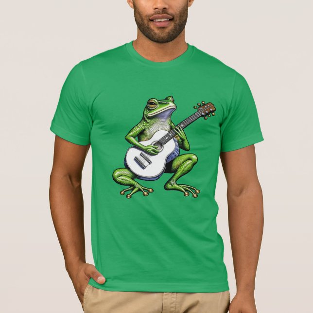 Rolig groda som spelar gitarr t shirt (Framsida)