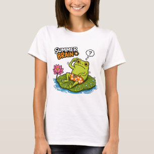 Rolig Groda Sommar Hjärna Dårig Groda Tecknad Film T Shirt