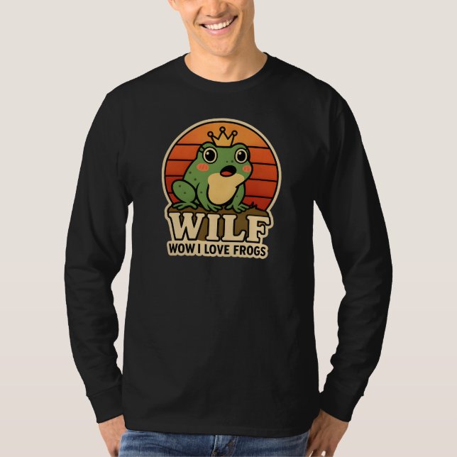 Rolig Groda T-Shirt – WILF Wow I Love Frogs Retro  (Framsida)