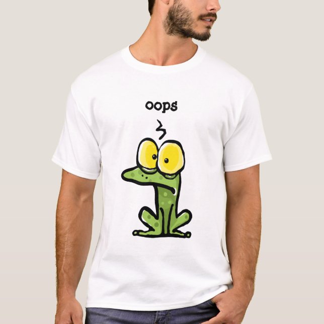 Rolig groda/tänkande padda, "OOPS ", T Shirt (Framsida)