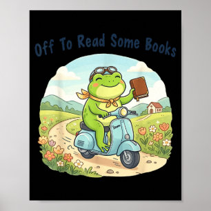 Rolig grodmeme på väg för att läsa några bokälskar poster