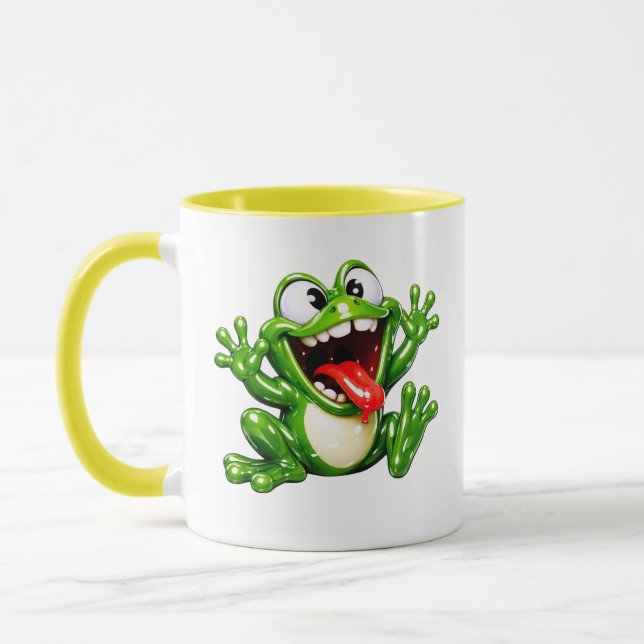 Rolig grodtecknad illustration mugg (Vänster)