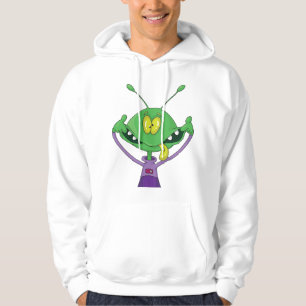 Rolig Grön Alien Gör Dumma Ansikte Hoodie